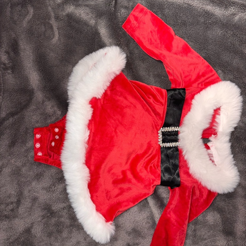 Red Santa Baby Outfit with White Fur Trim